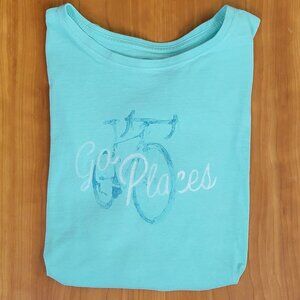 Life Is Good Mint Green Classic Fit Crew Neck Bicycle Go Places Tee - XL